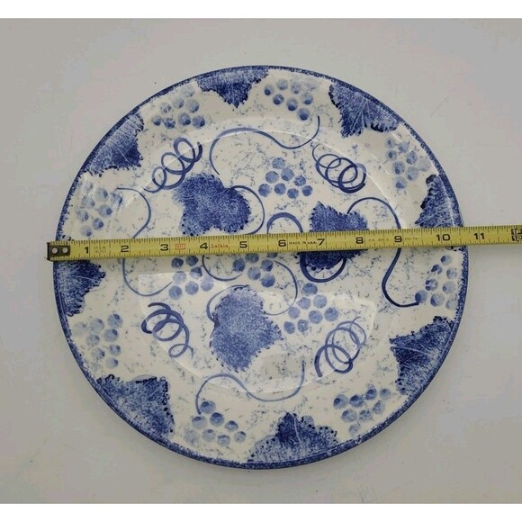 Poole Pottery Blue Vine Dinner Plate Sponge Grapes Leaves 10.5" - Picture 6 of 7